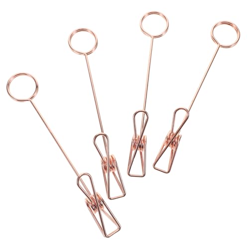 Housoutil 4pcs Double Headed Metal Clip Picture and Memo Holders for Versatile Sign Clips for Photos Notes and Messages Chic Portable Design