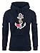 Produktbild Neverless Damen Hoodie Anker Blumen Flower Anchor Watercolor Kapuzen-Pullover Navy XL