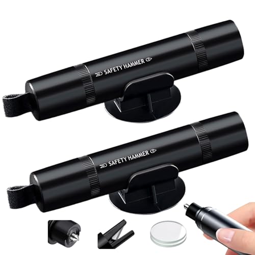 Gicctyble Safe Pro X Auto - Gurtschneider Notfallhammer 2 Stück - 2 in 1 Notfallhammer Auto mit Gurtschneider Glasbrecher Metall - Gurtschneider Und Glasbrecher Im Notfall Scheibe Einschlagen