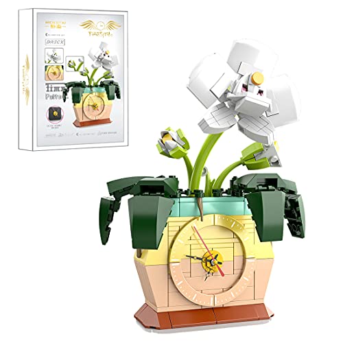 WWEI Set di 220 pezzi di orchidee con orologio, collezione Botanica compatibile con bouquet di fiori Lego 10280