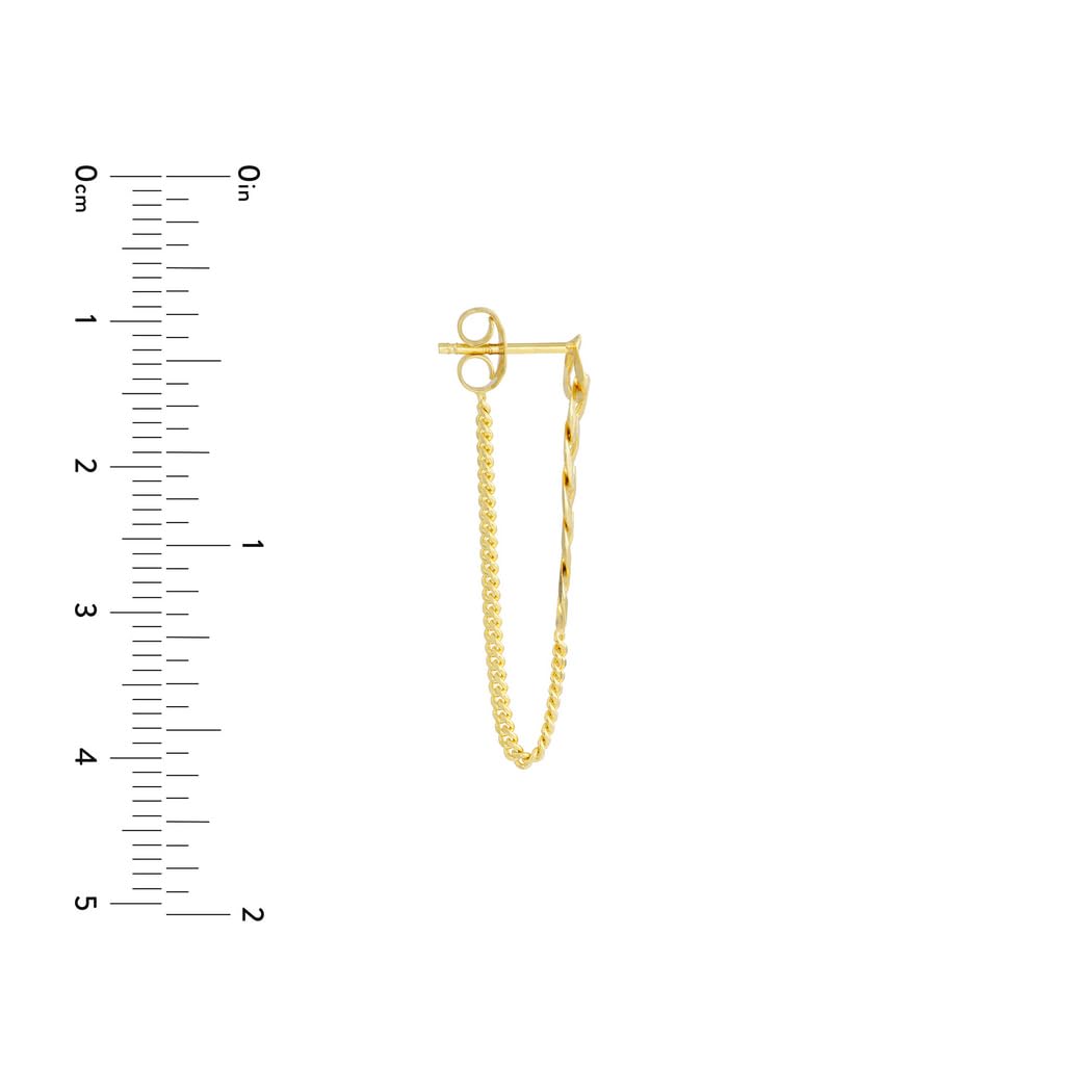 14 Karat Gelbgold, halb, vorne nach hinten, 3,70 und 1,40 mm Panzer-Ohrringe, Schmuck für Damen, One Size, Metall Gelbgold Goldfarben Metall Gelbgold, Kein Edelstein