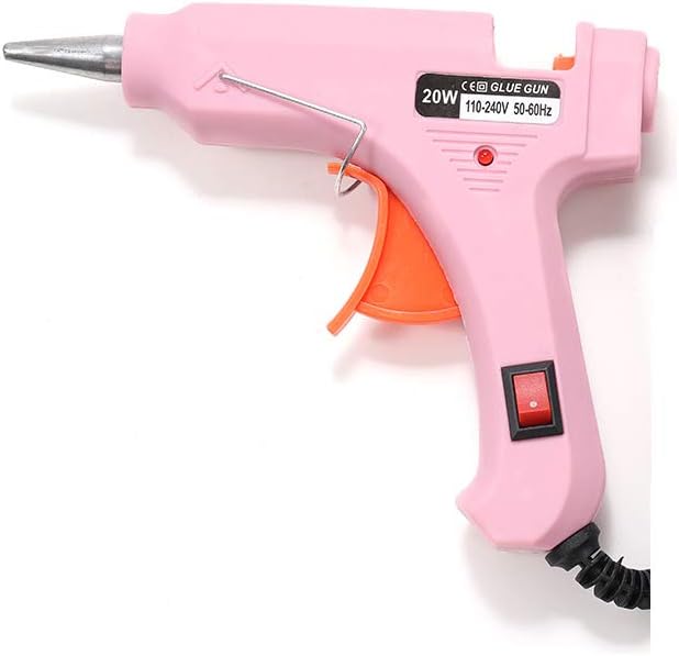 1 Set 20W Hot Melt Glue Gun with Glues Stick Industrial Craft Mini Guns Thermo Electric Heat Temperature Tool for DIY Jewelry Making (Pink-US)