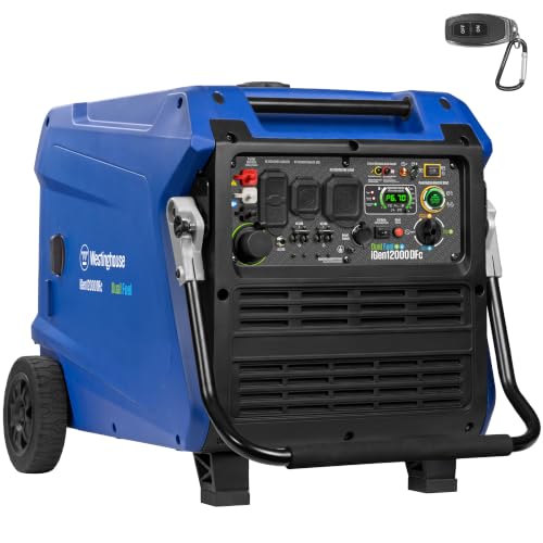 Westinghouse 12000 Peak Watt Dual Fuel Portable Inverter Generator, Remote Electric Start, Transfer Switch Ready, Gas and Propane Powered, Low THD - Safe for Electronics, Parallel Capable, CO Sensor