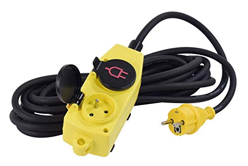 Alargador de Obra 4 enchufes 16 A + T con válvulas, IP44. Cable HO7RN-F 3G1,5 mm2, Longitud 5 Metros.