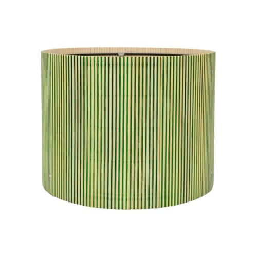 Image of Modern lamp shade Art decorative Green Lines Minimalist 11.8x9Inch | Rustic Classic Easy Matching,Unique bamboo material,Ideal for Table and Floor Lamps,Effortless Installation