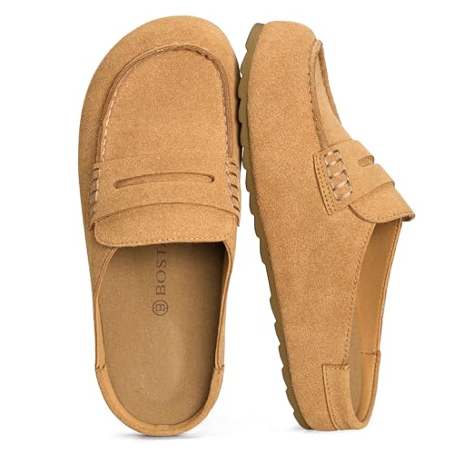 Image of BOSTANTEN Clogs for Women Wide Width Comfortable Suede Mules with Soft Footbed and Arch Support, Cute Slip On Potato Shoes