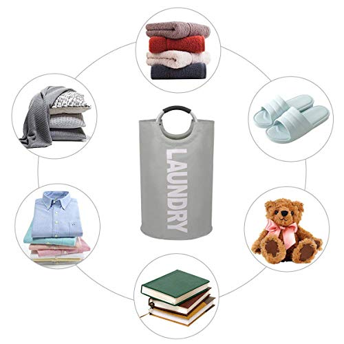 Mziart 82L Large Collapsible Laundry Hamper Laundry Basket With Alloy Handles For College, Camping And Home, Heavy Duty And Durable Thicken Foldable Clothes Storage Washing Bag (Grey) #TOP6