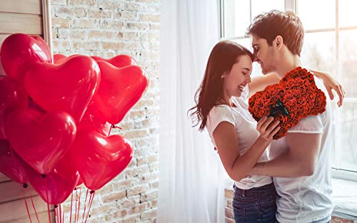 Artificial Flowers Valentines Day Gifts, Rose Teddy Bear Fully Assembled Rose Bear - Over 250 Dozen Valentines Day,Gift For Mothers Day, Anniversary & Bridal Showers - 10 Inch Clear Gift Box (Red) #TOP1