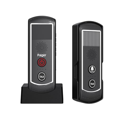 PANDAAR Wireless Doorbell Intercom,Room to Room Communication Itercoms 4900ft Long Range,3 Volume Levels,21 Chimes,Waterproof Intercoms Wireless for Home Business Indoor Outdoor,2 Pack Black