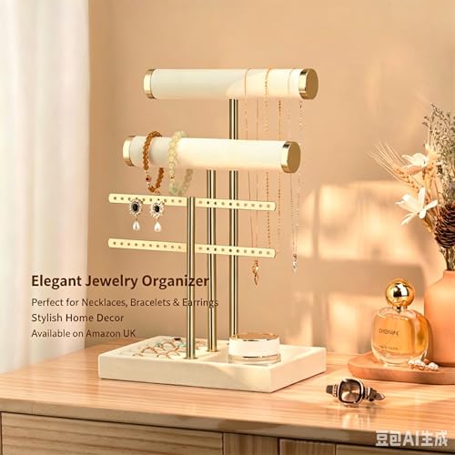 Présentoir à bracelets porte-bijoux à 3 niveaux et organisateur de colliers en velours