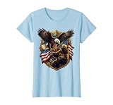 Bald Eagle vs Bear American Wildlife Showdown T-Shirt, Women, Baby Blue, Large