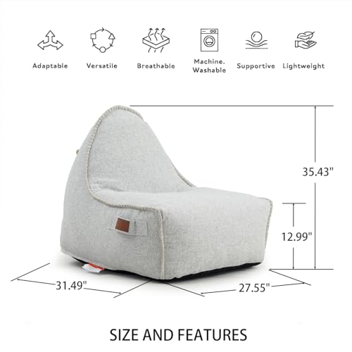 Patio Outdoor Weatherproof Water Proof Bean Bag Chair ,Outdoor bean bag lounger,High-Density Foam Filled ,Weather Resistant Waterproof UV-Protected ,outdoor beanbag Chair for Garden Terrace (Beige) - Image 2