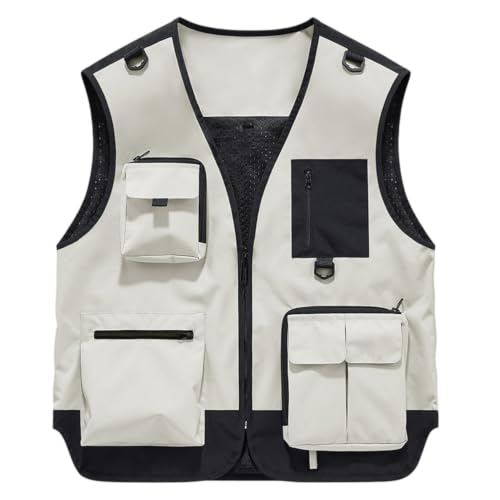 Chaleco ligero para hombre multibolsillos bicolor para pesca y trabajo