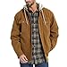 Wolverine Men's Overman Fleece Lined Cotton Duck Canvas Hooded Shirt Jacket, Chestnut, Medium