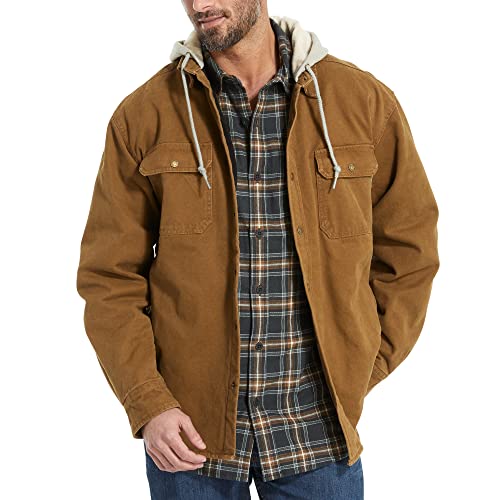 WOLVERINE Men's Overman Fleece Lined Cotton Duck Canvas Hooded Shirt Jacket2