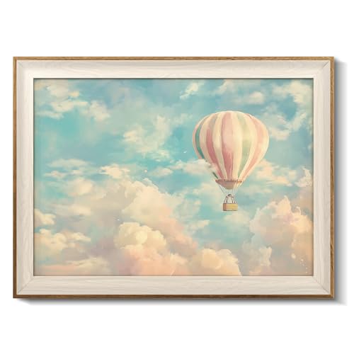 VIYYIEA Wide Framed Dreamy Hot Air Balloon Canvas Wall Art