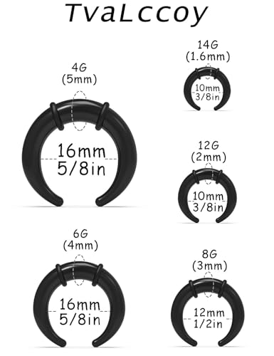 Septum Stretching Kit Big Nose Piercing Rings Stretched Jewelry for Women Men 14g 12g 8g 6g 4g Acrylic Pincher Taper Surgical Steel Internally Threaded Horseshoe3