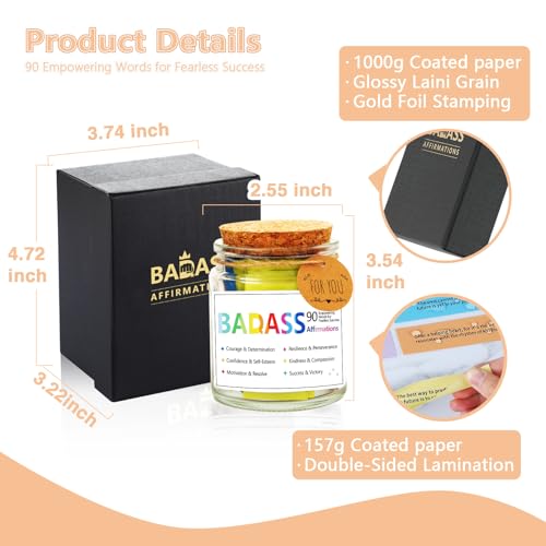 Funny Affirmation Cards for Women,Daily Positive Affirmation Jar,Graduation Birthday Friendship Friend Gifts,Self-Affirmation Inspirational Motivational Gifts for Women Men Teen Coworker Boss