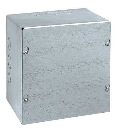 Wiegmann SC151504G SC-Series NEMA 1 Screw Cover Wallmount Pull Box with Knockouts, Galvanized Steel, 15" x 15" x 4"