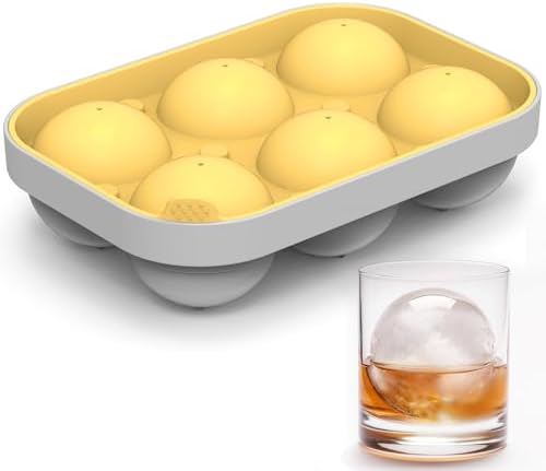 2.5inch Spherical Ice Ball Tray For Whiskey, Big Ice Freezer Mold for Cocktails，Easy Fill In & Release Ice Cube Mold, Durable &Reusable Spherical Ice Maker (Sunshine) - Thumbnail 3