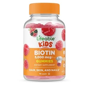Lifeable Biotin Gummies for Kids – 5,000mcg – Great Tasting Natural Flavor Supplement Vitamins – Vegetarian GMO-free Chewable – for Beautiful & Glamorous Hair and Nails Growth – for Child – 90 Gummies