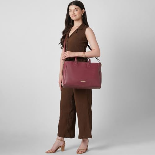 Image of Caprese Bow 15.6 Inch Large Laptop Bag for Women with Adjustable & Detachable Straps | Stylish, Durable, and Spacious with Multiple Compartments for Work, Travel, and Everyday Use