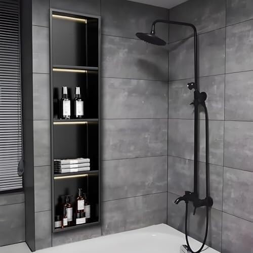 Niche de douche encastrée en acier inoxydable LED 120x28cm rangement mural inox