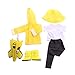 Uteruik Chubasquero para muñeca de 46 cm, traje de muñeca americana, gorro de lluvia, botas, camiseta, pantalones y paraguas, accesorio para disfraz, 6 unidades (amarillo)