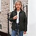 Quilted Jackets Girls Winter Lightweight Lapel Neck Puffer Coat Fashion Snap Button Long Sleeve Outerwear with Pockets