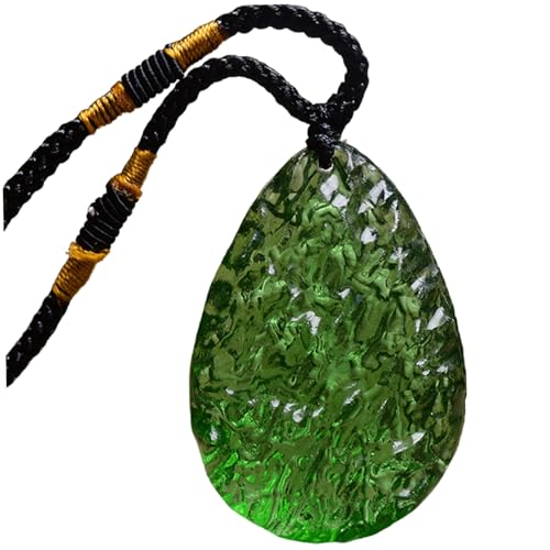 Collar de moldavita, colgante de cristal de moldavita de forma irregular de vidrio verde con cadena de collar, piedra energética de cristal áspero de piedra preciosa checa, Gartendekoration