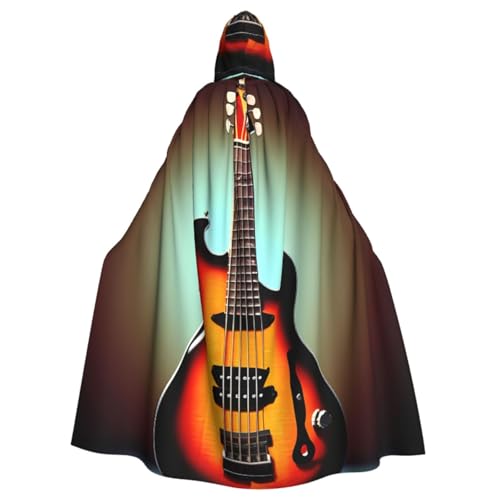WURTON Cape à capuche avec imprimé guitare basse instrument de musique Halloween pour femmes et hommes décorations de fête sur le thème du carnaval