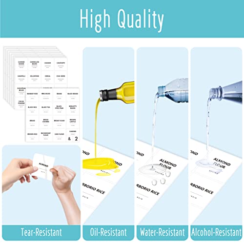 234 Minimalistische Keuken Pantry Voedsel Etiketten, 216 Voorgedrukte Meel Pasta Erwten Cacao Kruiderij Olie Stickers, 18 Lege, Waterdichte Olie & Scheurbestendig, Geen Residu voor Voedselcontainers Potten - Image 4