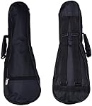 HOT SEAL Waterproof Durable Colorful Ukulele Case Bag with Storage (23/24in, Black)