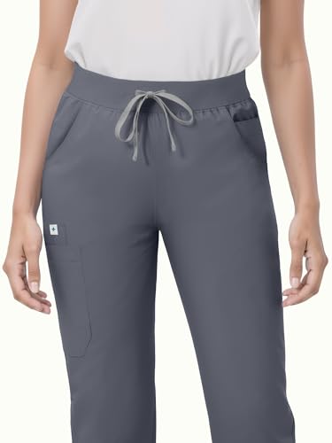 Image of Scrub Pants for Women - Straight Leg Medical Scrub Pants with 6 Pockets - Drawstring Soft Stretch Women Scrub Pant