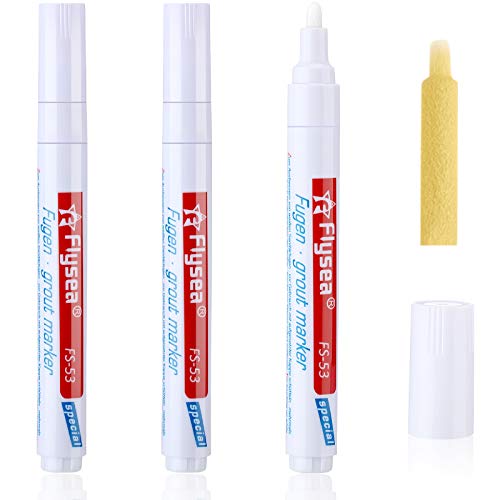 3 Pieces Grout Tile Pen Wall Grout Restorer Pen Designed for Restoring Tile Grout in Bathrooms, Kitchen, Porch, Patio (White)