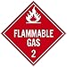 NMC DL46UV100 Flammable Gas Placard - [Pack of 100] 10.75 in. x 10.75 in. Unrippable Vinyl Class 2 Dot Placard Sign with White Text on Red Base