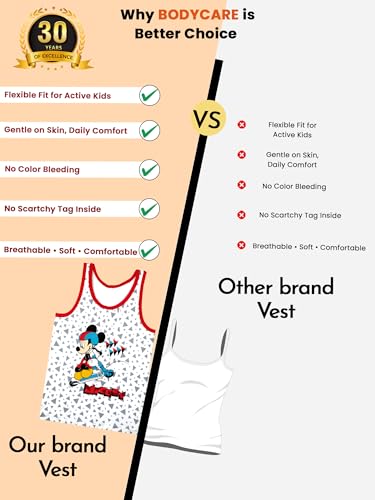 Image of BODYCARE Kids Boy's Regular Fit Vest | 100% Cotton| Skin Friendly | Lightweight | Sleeveless Designs | Cartoon Character | Pack of 3 Print