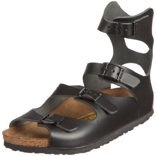 Birkenstock Womens Athen Leather Strappy Footbed Sandals Black 41