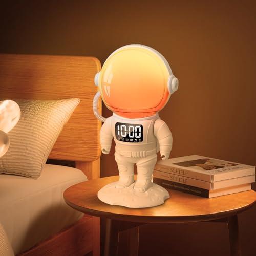 KeeKit Astronaut Wake Up Light for Kids, Sunrise Alarm Clock, Gradual Sunlight Alarm Clock with Sunrise Simulation, 22 Colors Night Light, 21 Sleep Sounds, Dimmable Bedside Lamp for Children, Adults
