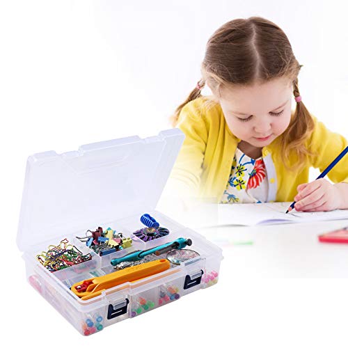 Large School Pencil Box, Adjustable Double Deck Stationery Case Box Writing Drawing Tools Organizer, Durable Pencils Markers Crayons Pens Case Organizer For Office School (4 Pcs, Clear) #TOP2