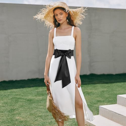 Women Dress Belt for Wedding Long Sash Bridal Waist Belts Bridal Belts Dress Belt Women Bow RibbonBelt Black SashBelt for Wedding Prom Formal 4'' Wide3