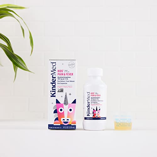 Kindermed Kids' Pain And Fever With Acetaminophen, Children's Pain Reliever And Fever Reducer, Organic Cherry Flavor, 4 Fl Oz #TOP1