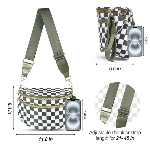 Image of Checkered Crossbody Bag, Bum Bags for Women Crossbody,Spacious Sling Bag Purse Fanny Packs with Shoulder Strap