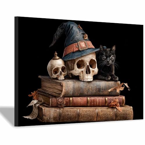 Toile canvas Halloween tête de crâne pour masquer un mur vide avec un cadre effrayant