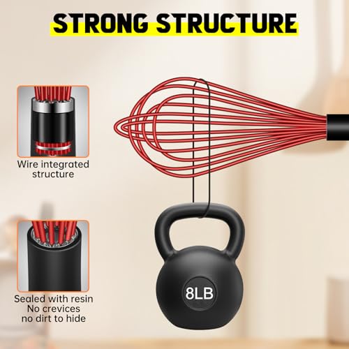 Image of HOTEC 4 Pieces Silicone Whisks Set, Wire Balloon Whisks for cooking Egg Beater, Non-slip Handle Whisk for Non-stick Cookware Perfect for Cooking, Stirring, Beating and Blending,Multicolor