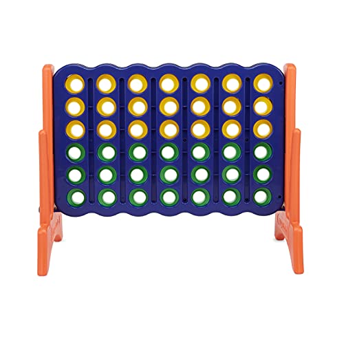 Image of Amazon Basics Junior 4-to-Score Giant Premium Plastic Party Game for Kids & Adults, Indoor & Outdoor, BPA-Free with Carrying Bag, Blue, Yellow, Red, Green, Large