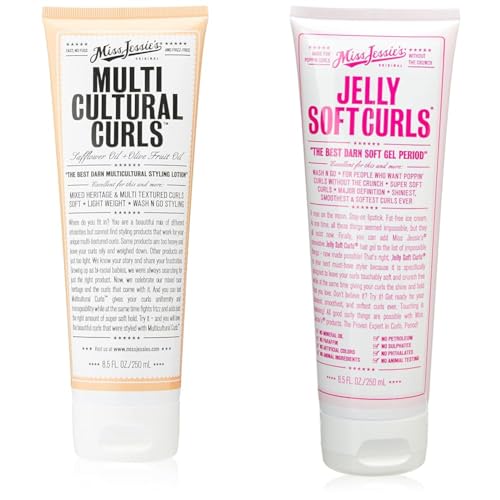 Image of Miss Jessie's Multi Cultural Curls Unisex Cream, 8.5 Ounce (Pack of 1) & Jelly Soft Curl Unisex Gel 8.5 oz