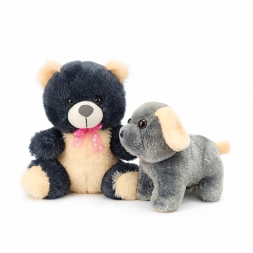Image of Tabitha Stuffed Toys - Ultra Soft Plush Toy for Kids | Birthday Gifts for Kids and Girls | (Combo of 2 Toys 30 Cm Grey Teddy Bear & 25 Cm Grey Dog)