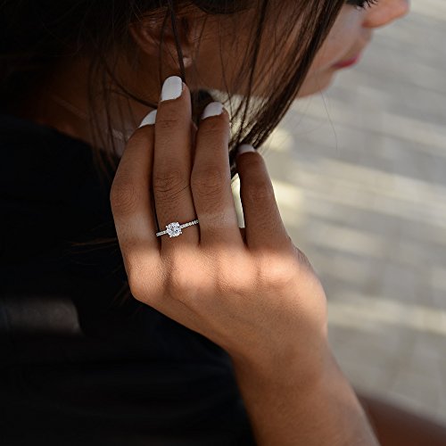 LEMON GRASS 1 Ct Halo Solitaire Cubic Zirconia Promise Engagement Ring 925 Sterling Silver Ring Sizes 3.5-9.52