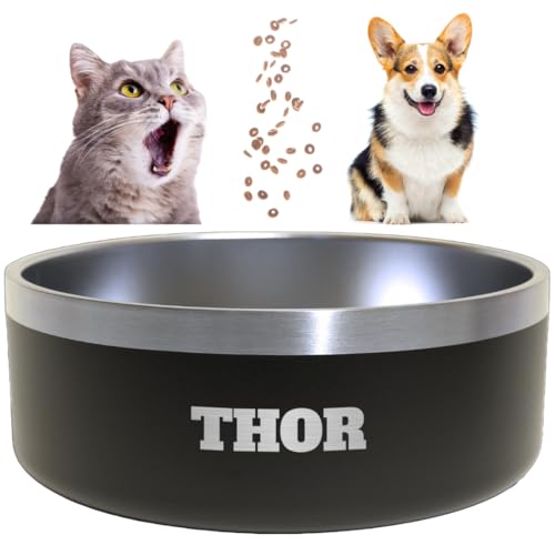 Dog Bowl with Small Name Personalized - 304 Stainless Steel, Personalized Engraved, Nonslip, Cat, Dog